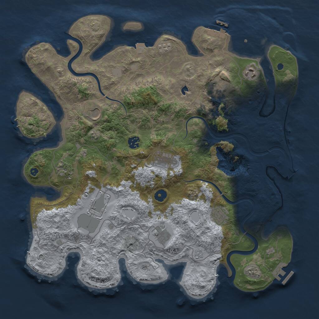 Rust Map: Procedural Map, Size: 4000, Seed: 1029963167, 16 Monuments