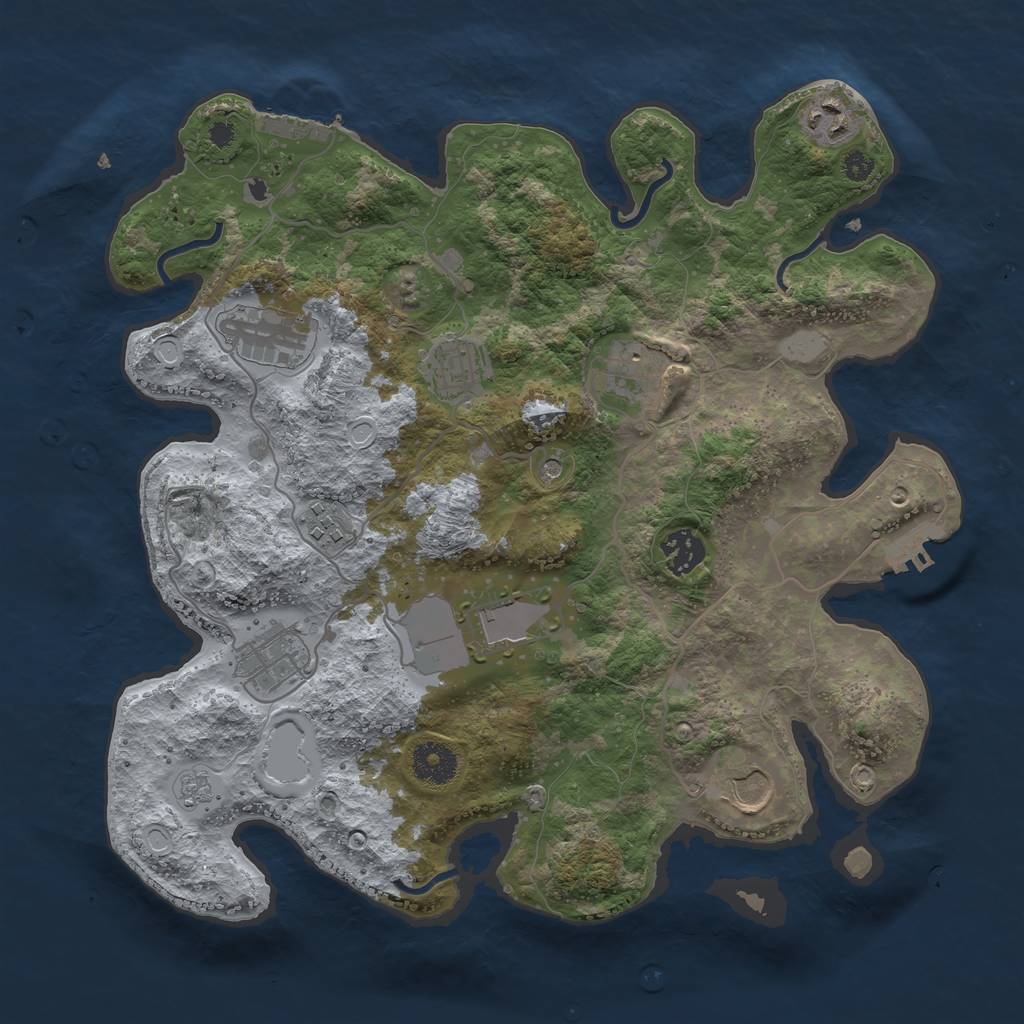 Rust Map: Procedural Map, Size: 3500, Seed: 66740585, 16 Monuments