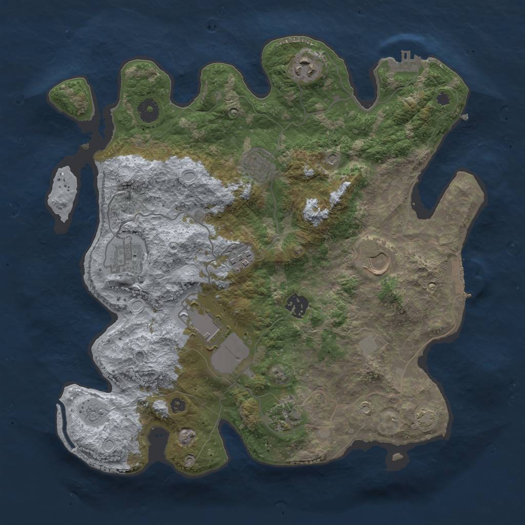 Rust Map: Procedural Map, Size: 3500, Seed: 2113111, 16 Monuments