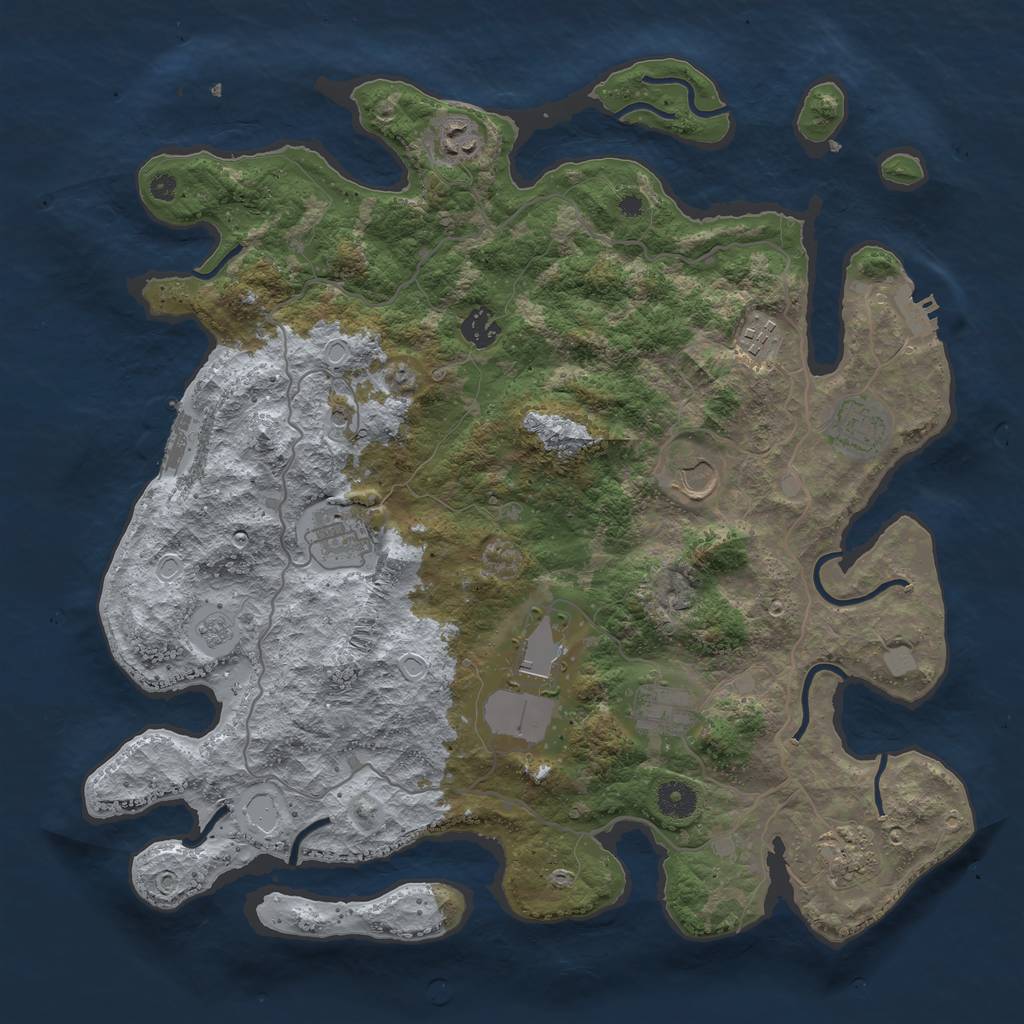 Rust Map: Procedural Map, Size: 4000, Seed: 123121, 18 Monuments