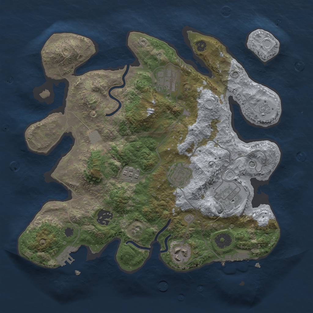 Rust Map: Procedural Map, Size: 3000, Seed: 96516, 15 Monuments