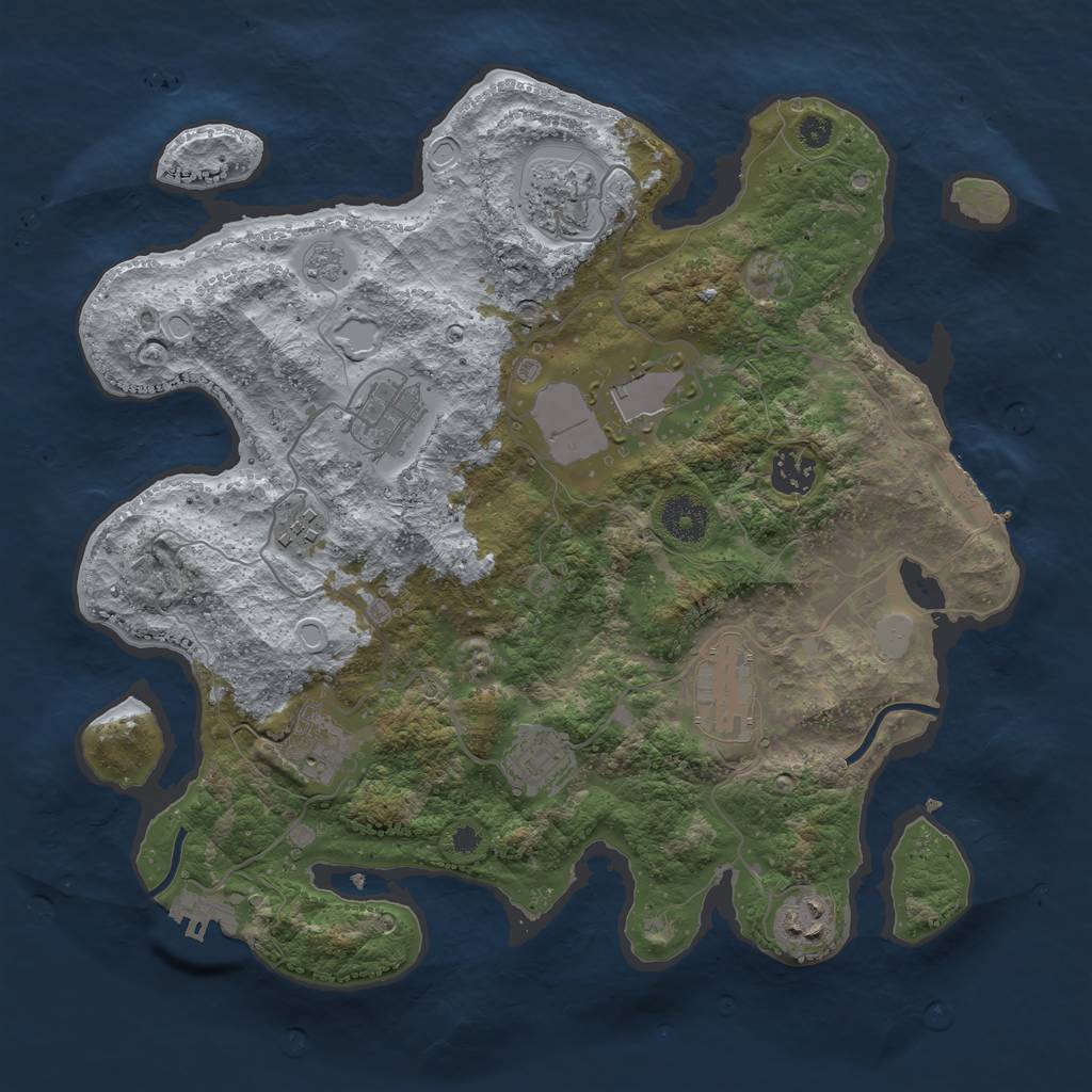 Rust Map: Procedural Map, Size: 3500, Seed: 55240, 15 Monuments