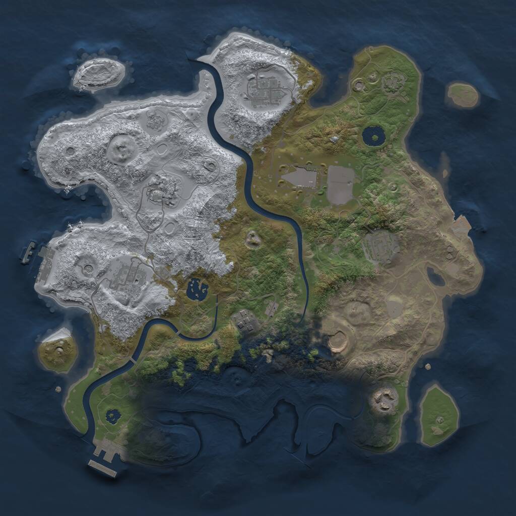 Rust Map: Procedural Map, Size: 3500, Seed: 55240, 15 Monuments