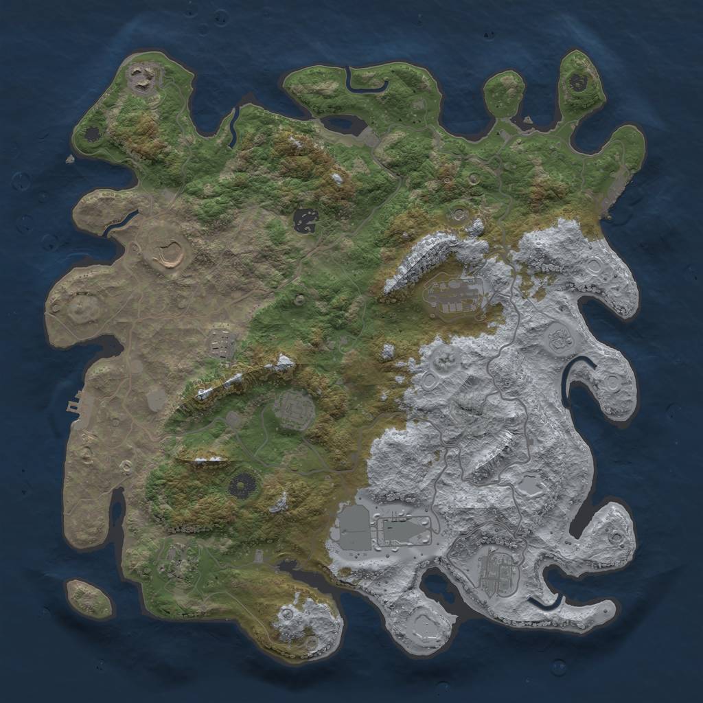 Rust Map: Procedural Map, Size: 4000, Seed: 374840724, 16 Monuments