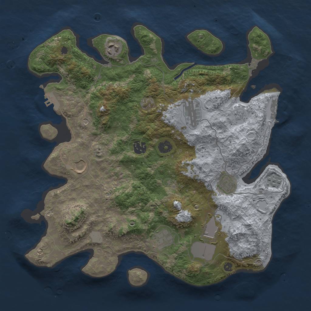 Rust Map: Procedural Map, Size: 3500, Seed: 74182, 17 Monuments