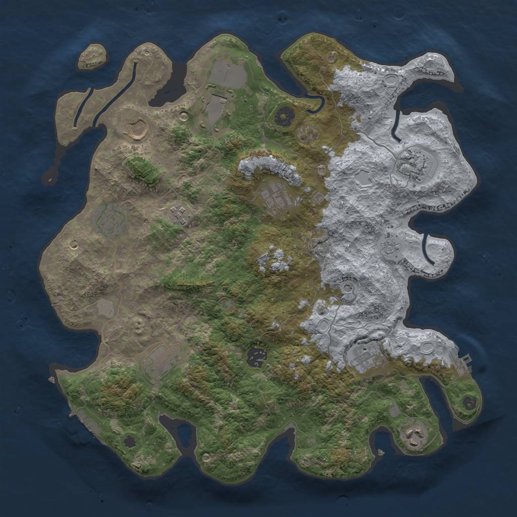 Rust Map: Procedural Map, Size: 3800, Seed: 1284281068, 19 Monuments