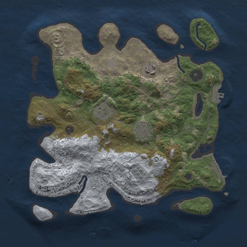 Rust Map: Procedural Map, Size: 3000, Seed: 102519971, 10 Monuments
