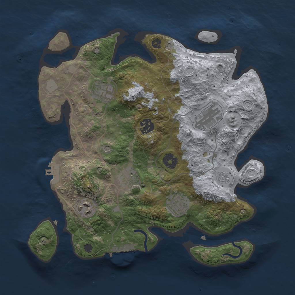 Rust Map: Procedural Map, Size: 3000, Seed: 4095378, 15 Monuments