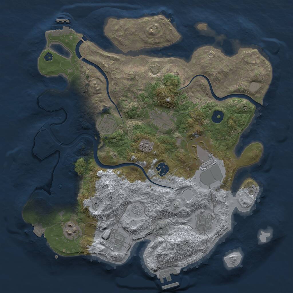 Rust Map: Procedural Map, Size: 3500, Seed: 306395912, 14 Monuments