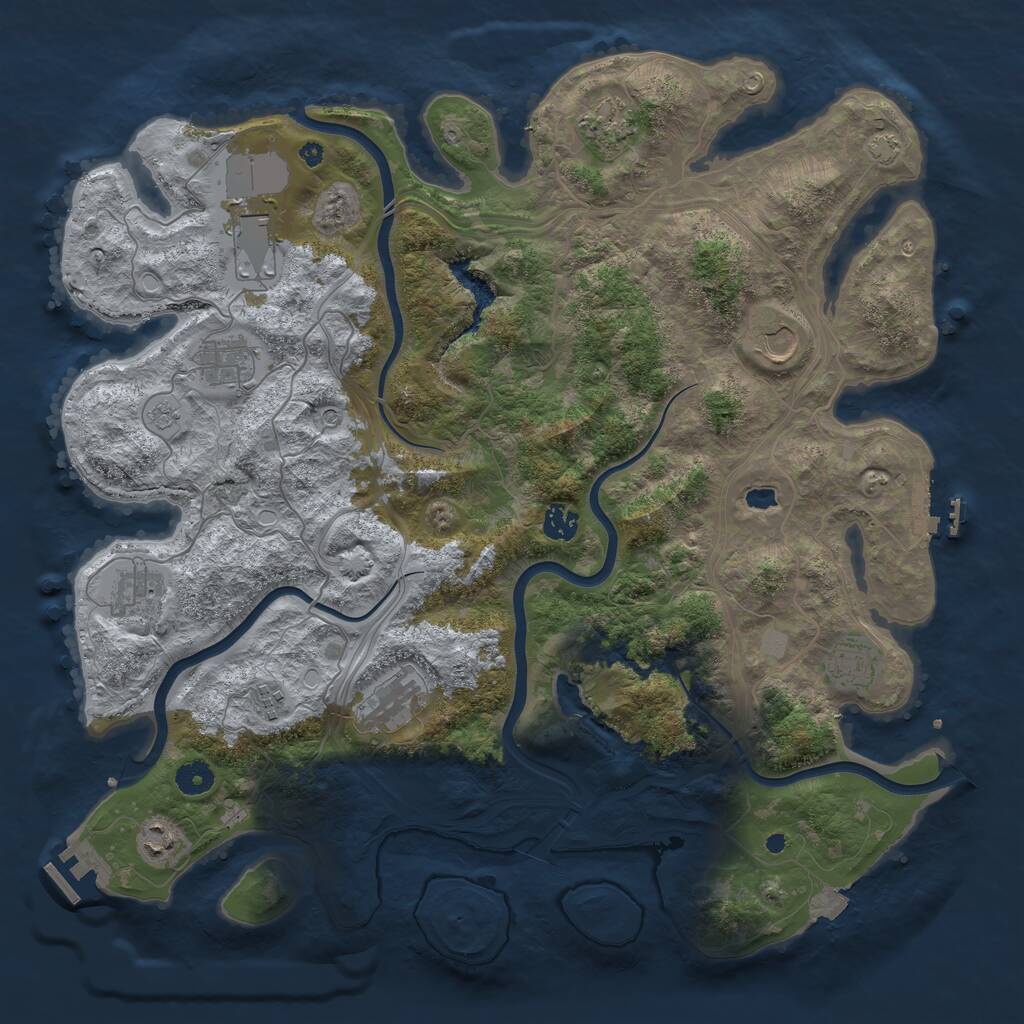 Rust Map: Procedural Map, Size: 4250, Seed: 2063721237, 16 Monuments