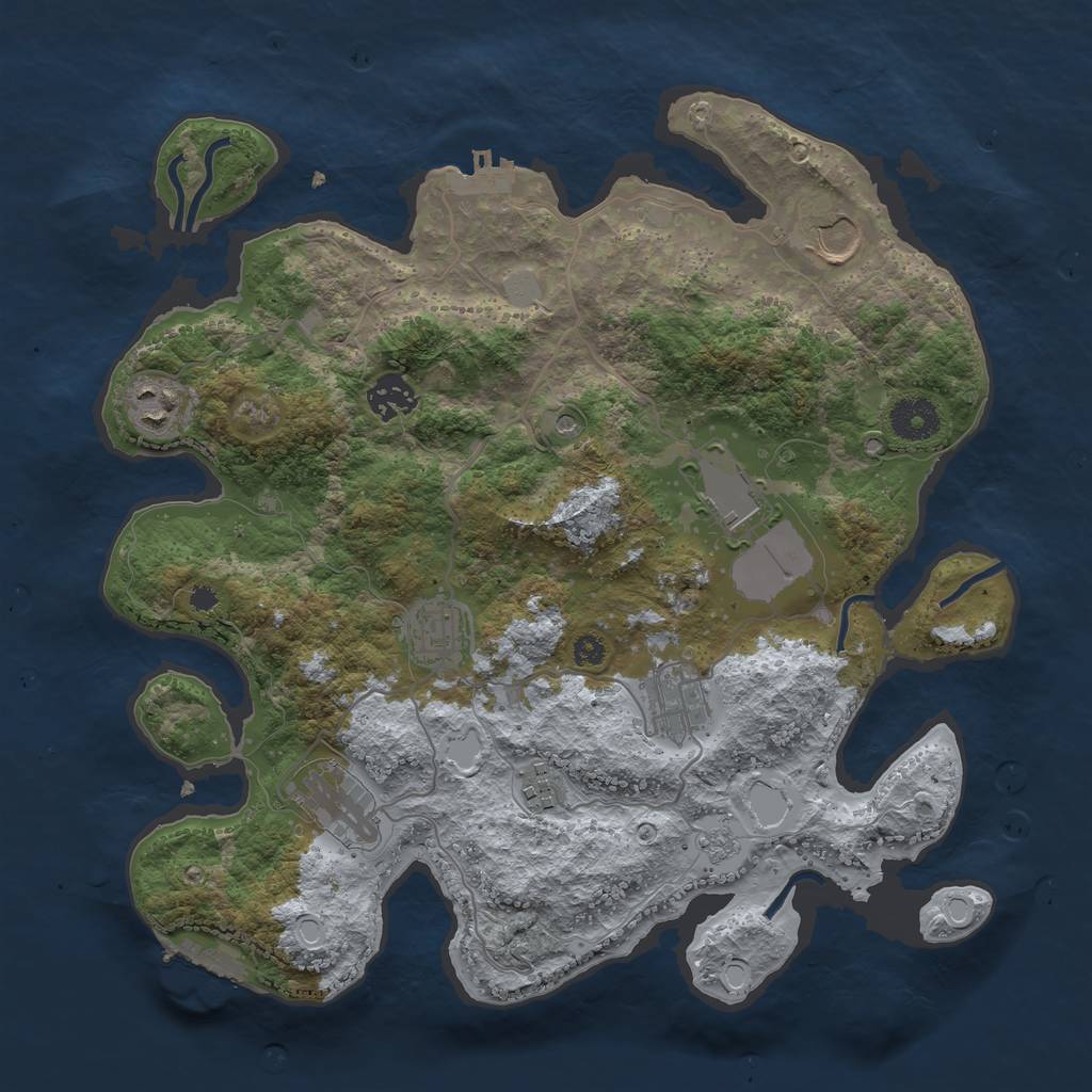 Rust Map: Procedural Map, Size: 3500, Seed: 988, 17 Monuments