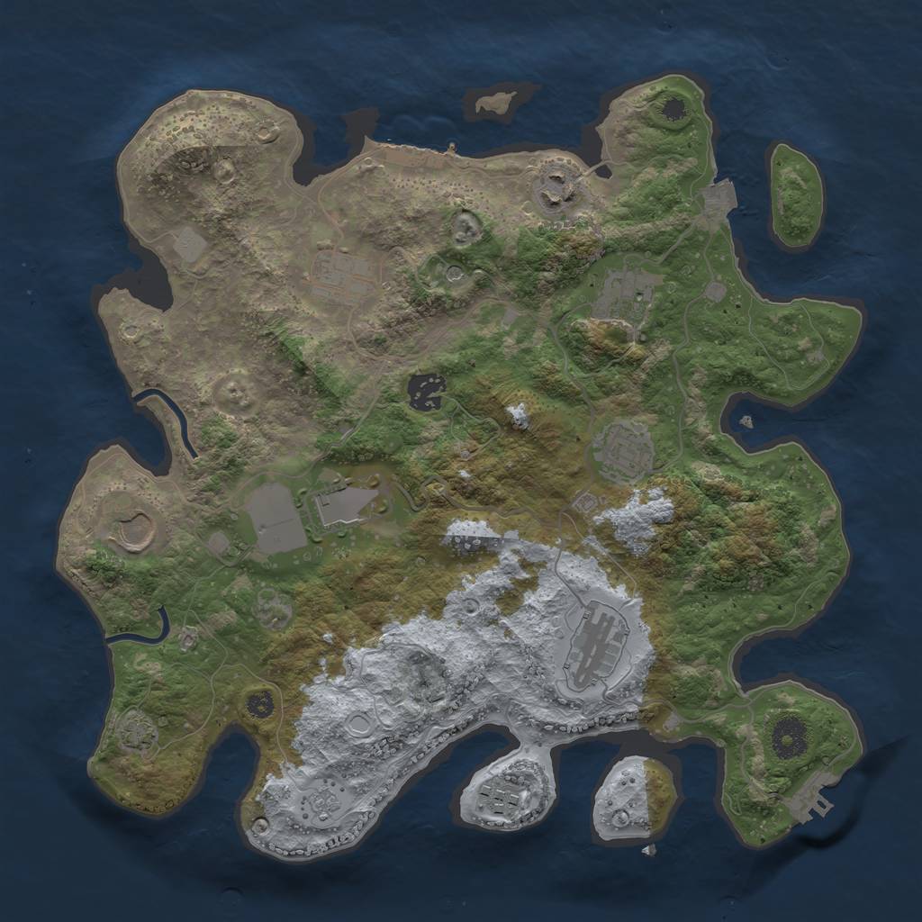 Rust Map: Procedural Map, Size: 3500, Seed: 606, 17 Monuments