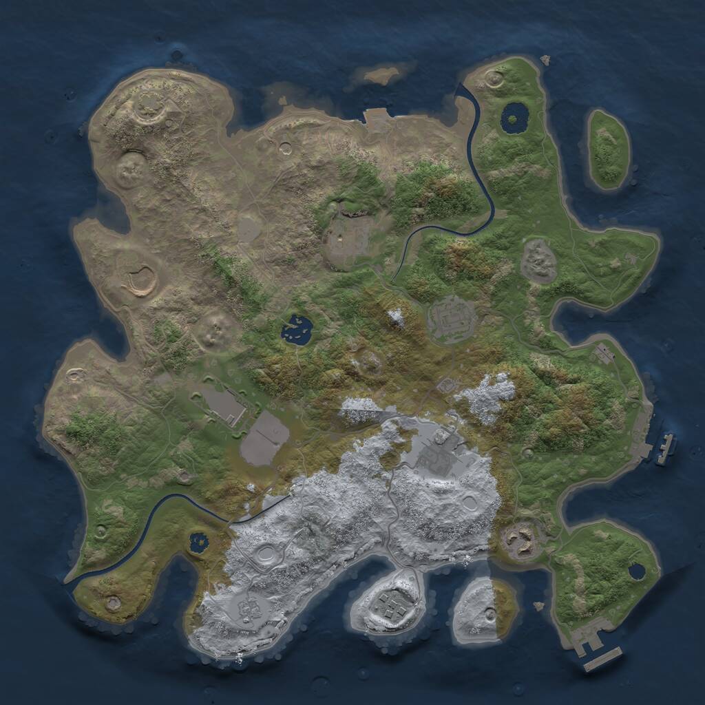 Rust Map: Procedural Map, Size: 3500, Seed: 606, 14 Monuments