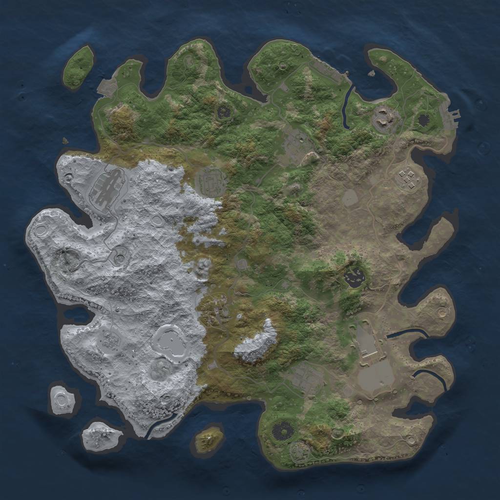 Rust Map: Procedural Map, Size: 3700, Seed: 2060286822, 17 Monuments