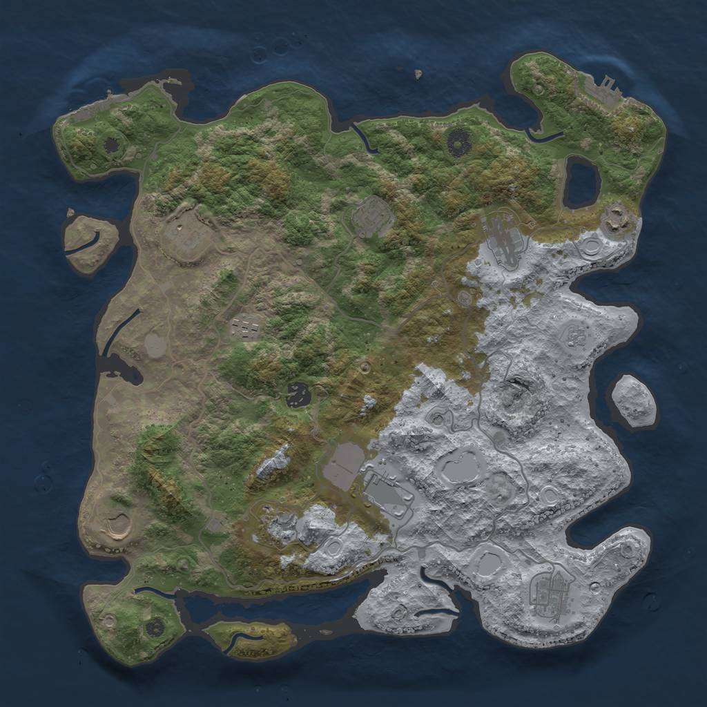 Rust Map: Procedural Map, Size: 4000, Seed: 543157, 19 Monuments