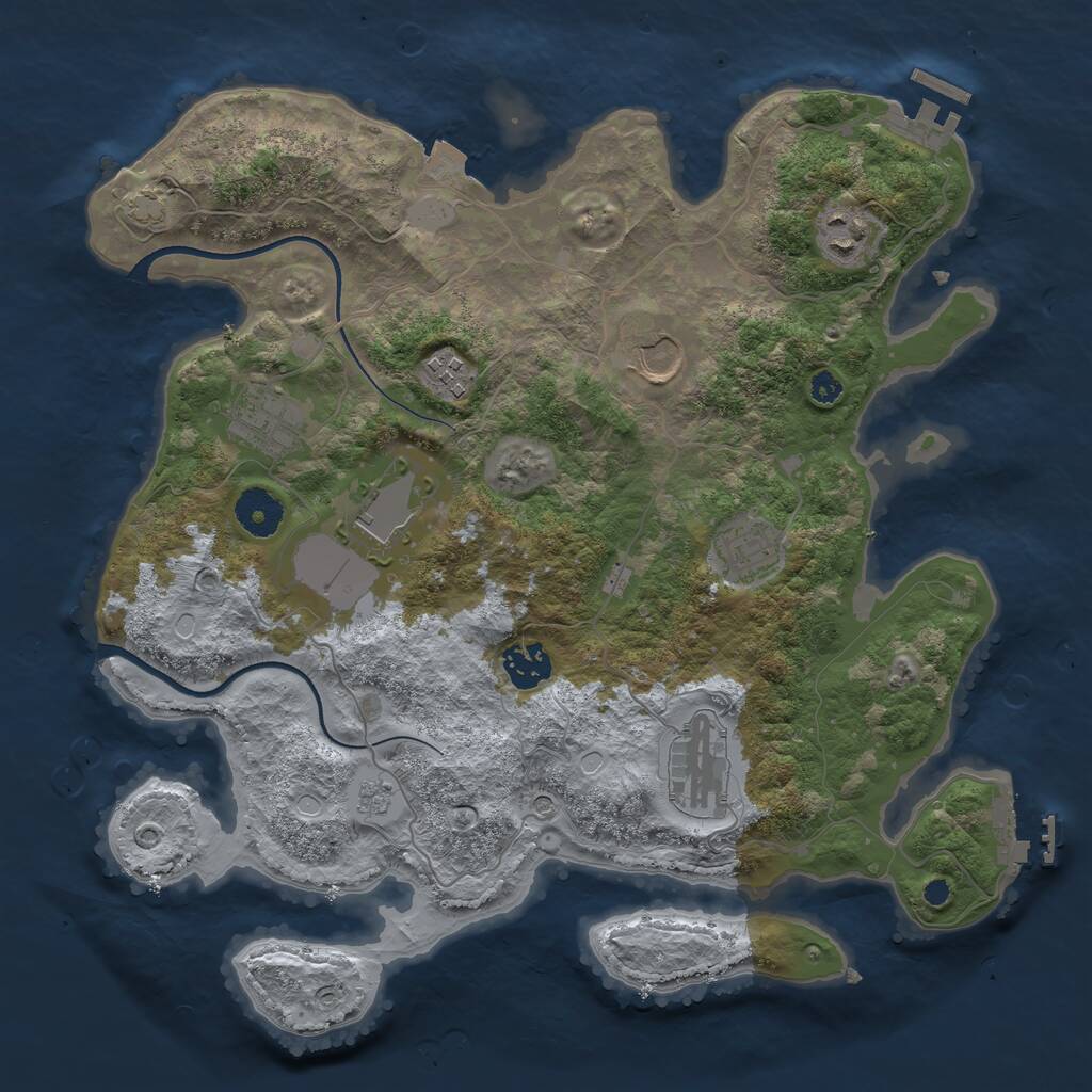 Rust Map: Procedural Map, Size: 3500, Seed: 14053294, 14 Monuments