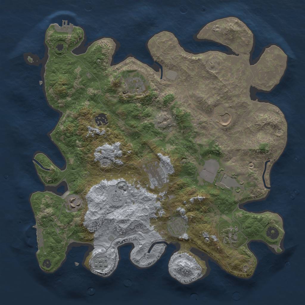 Rust Map: Procedural Map, Size: 3600, Seed: 1561328458, 16 Monuments
