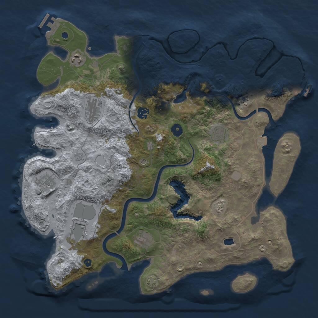 Rust Map: Procedural Map, Size: 4000, Seed: 533535, 14 Monuments