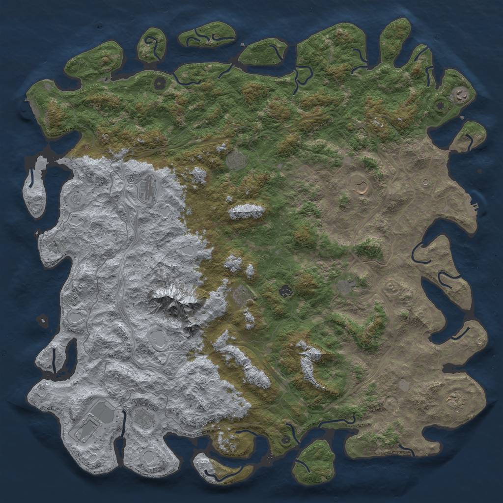 Rust Map: Procedural Map, Size: 6000, Seed: 4567876, 20 Monuments