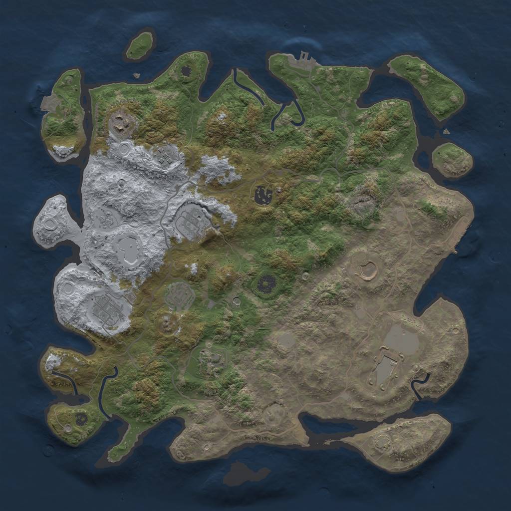 Rust Map: Procedural Map, Size: 4050, Seed: 1254350486, 17 Monuments