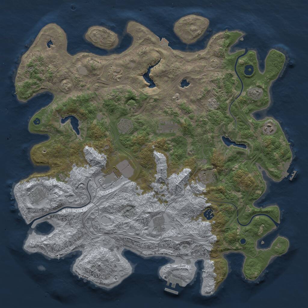Rust Map: Procedural Map, Size: 4500, Seed: 38427654, 16 Monuments