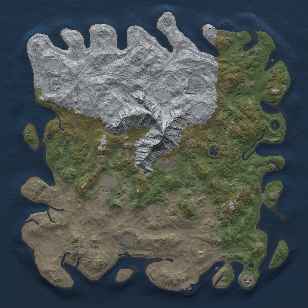 Rust Map: Procedural Map, Size: 5000, Seed: 1551220406, 18 Monuments