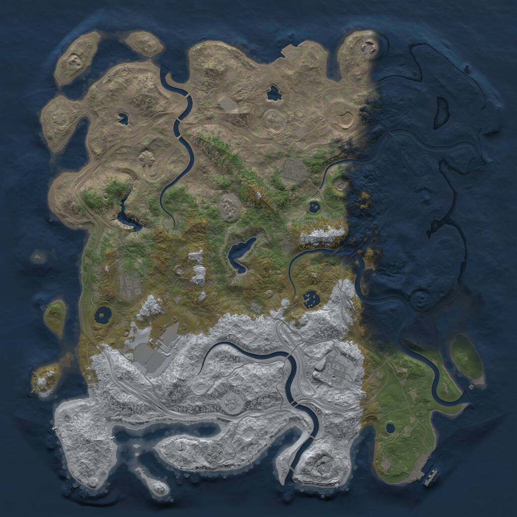 Rust Map: Procedural Map, Size: 4500, Seed: 215278209, 14 Monuments