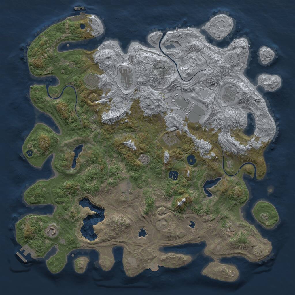 Rust Map: Procedural Map, Size: 4500, Seed: 1783738083, 16 Monuments