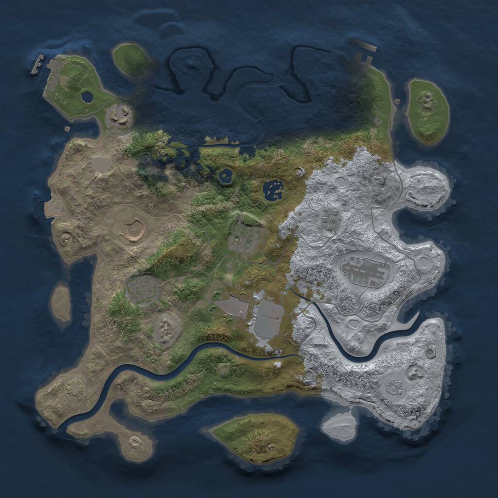 Rust Map: Procedural Map, Size: 3500, Seed: 286236327, 14 Monuments