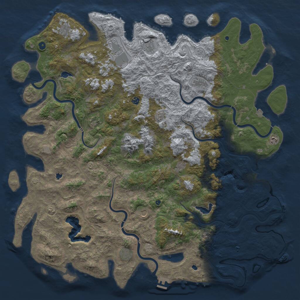 Rust Map: Procedural Map, Size: 6000, Seed: 1292297591, 17 Monuments