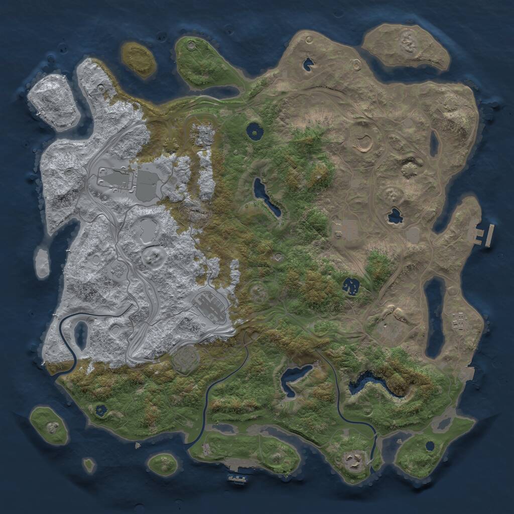 Rust Map: Procedural Map, Size: 4500, Seed: 1163843316, 16 Monuments