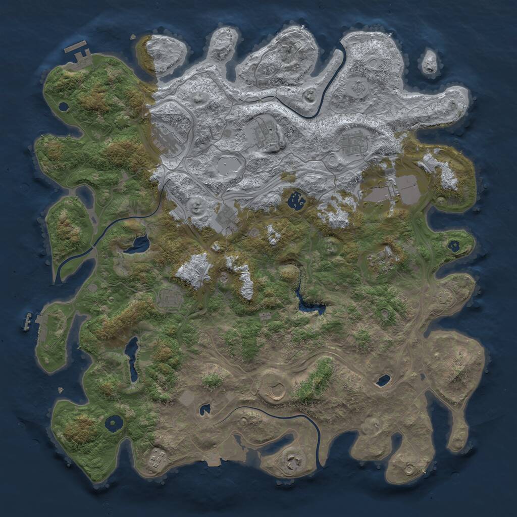 Rust Map: Procedural Map, Size: 4500, Seed: 396509149, 17 Monuments