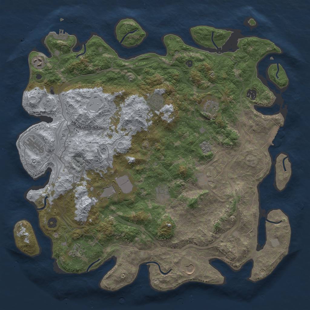Rust Map: Procedural Map, Size: 4500, Seed: 1639058834, 20 Monuments