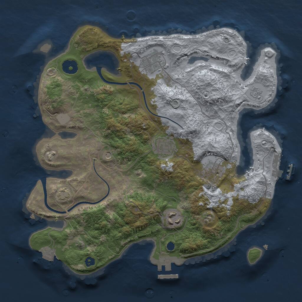 Rust Map: Procedural Map, Size: 3000, Seed: 1919613633, 10 Monuments