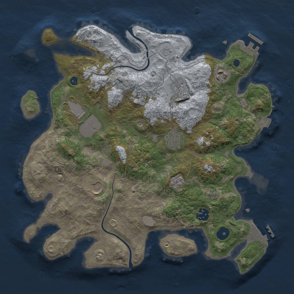 Rust Map: Procedural Map, Size: 3500, Seed: 1104842924, 13 Monuments