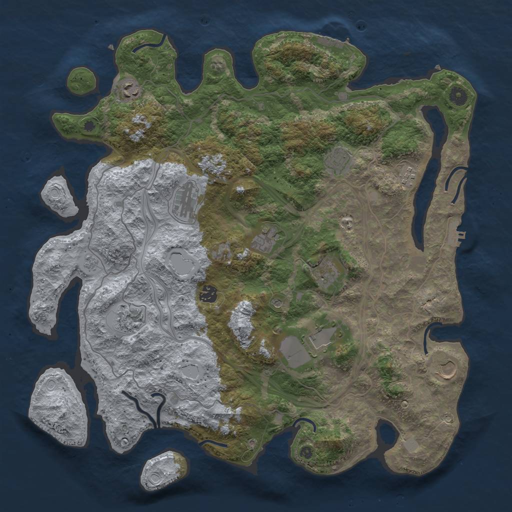 Rust Map: Procedural Map, Size: 4250, Seed: 380451101, 19 Monuments