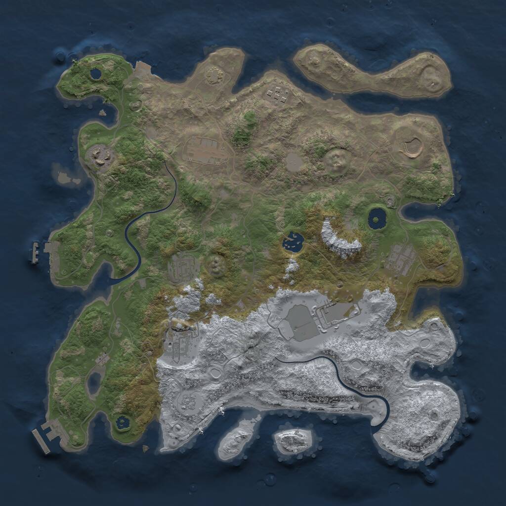 Rust Map: Procedural Map, Size: 3750, Seed: 132373666, 14 Monuments