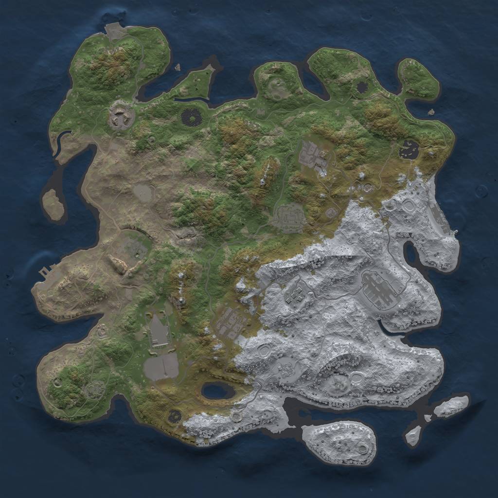 Rust Map: Procedural Map, Size: 3750, Seed: 213165824, 17 Monuments