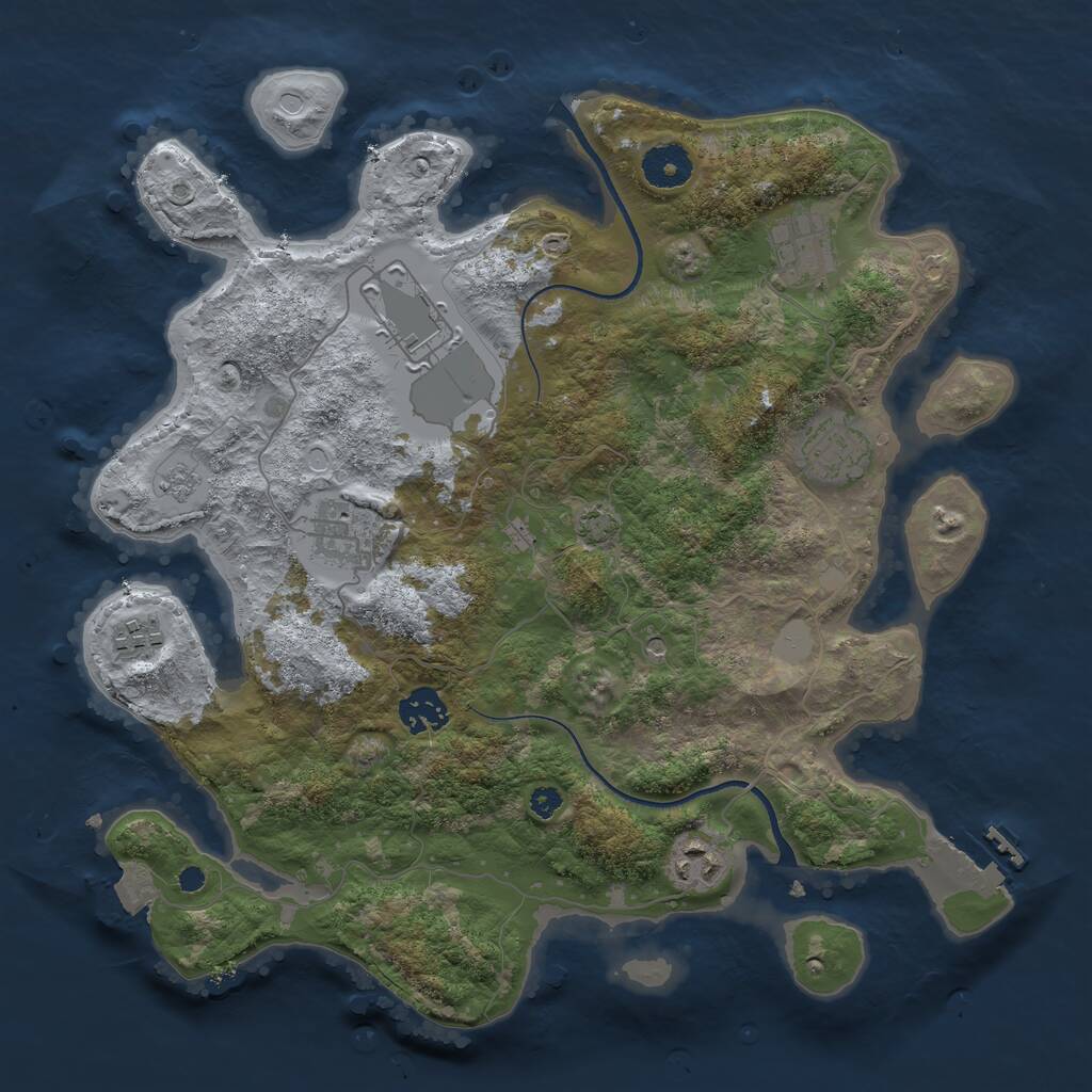 Rust Map: Procedural Map, Size: 3500, Seed: 36261158, 12 Monuments