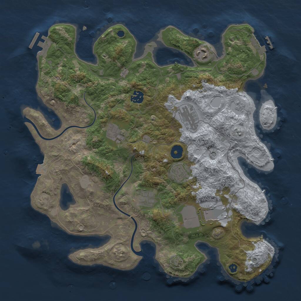 Rust Map: Procedural Map, Size: 3500, Seed: 585891929, 13 Monuments