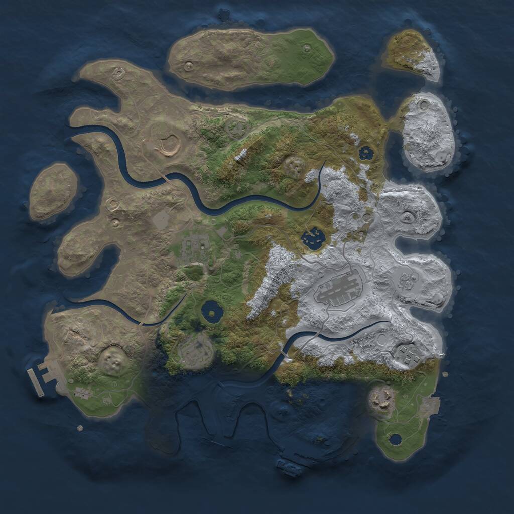 Rust Map: Procedural Map, Size: 3500, Seed: 657108719, 13 Monuments