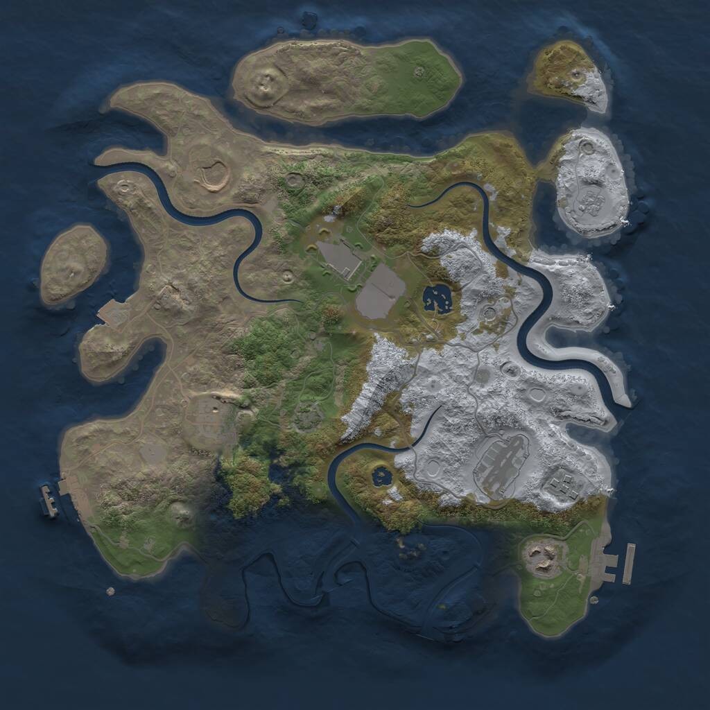Rust Map: Procedural Map, Size: 3500, Seed: 657108719, 13 Monuments