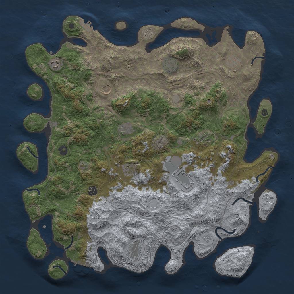 Rust Map: Procedural Map, Size: 4500, Seed: 870876775, 20 Monuments