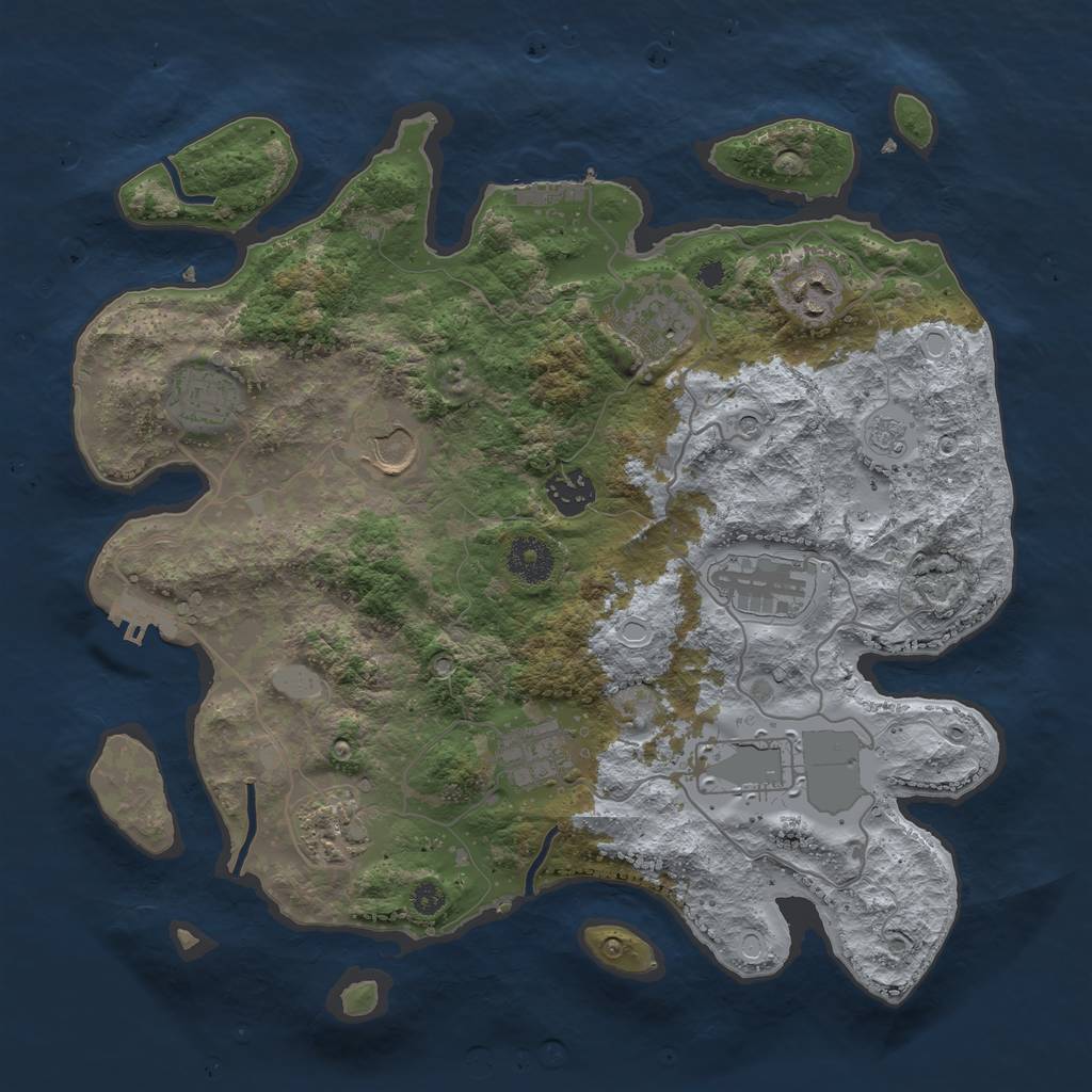 Rust Map: Procedural Map, Size: 3500, Seed: 1194892981, 18 Monuments