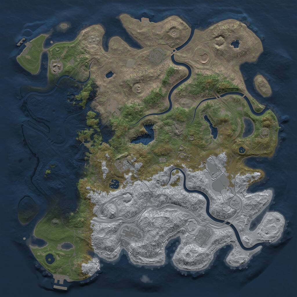 Rust Map: Procedural Map, Size: 4500, Seed: 1343273707, 17 Monuments
