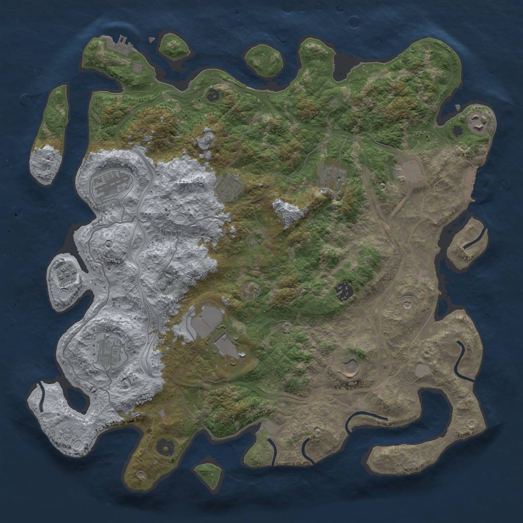 Rust Map: Procedural Map, Size: 4300, Seed: 257813567, 19 Monuments