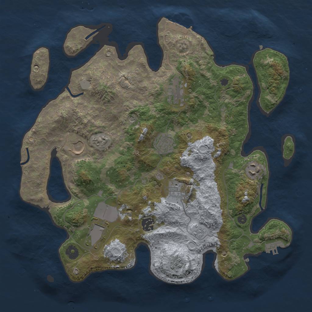 Rust Map: Procedural Map, Size: 3500, Seed: 376167067, 17 Monuments