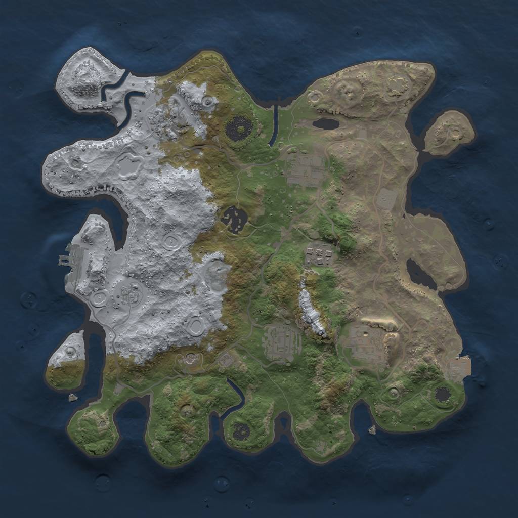 Rust Map: Procedural Map, Size: 3000, Seed: 1986090470, 13 Monuments