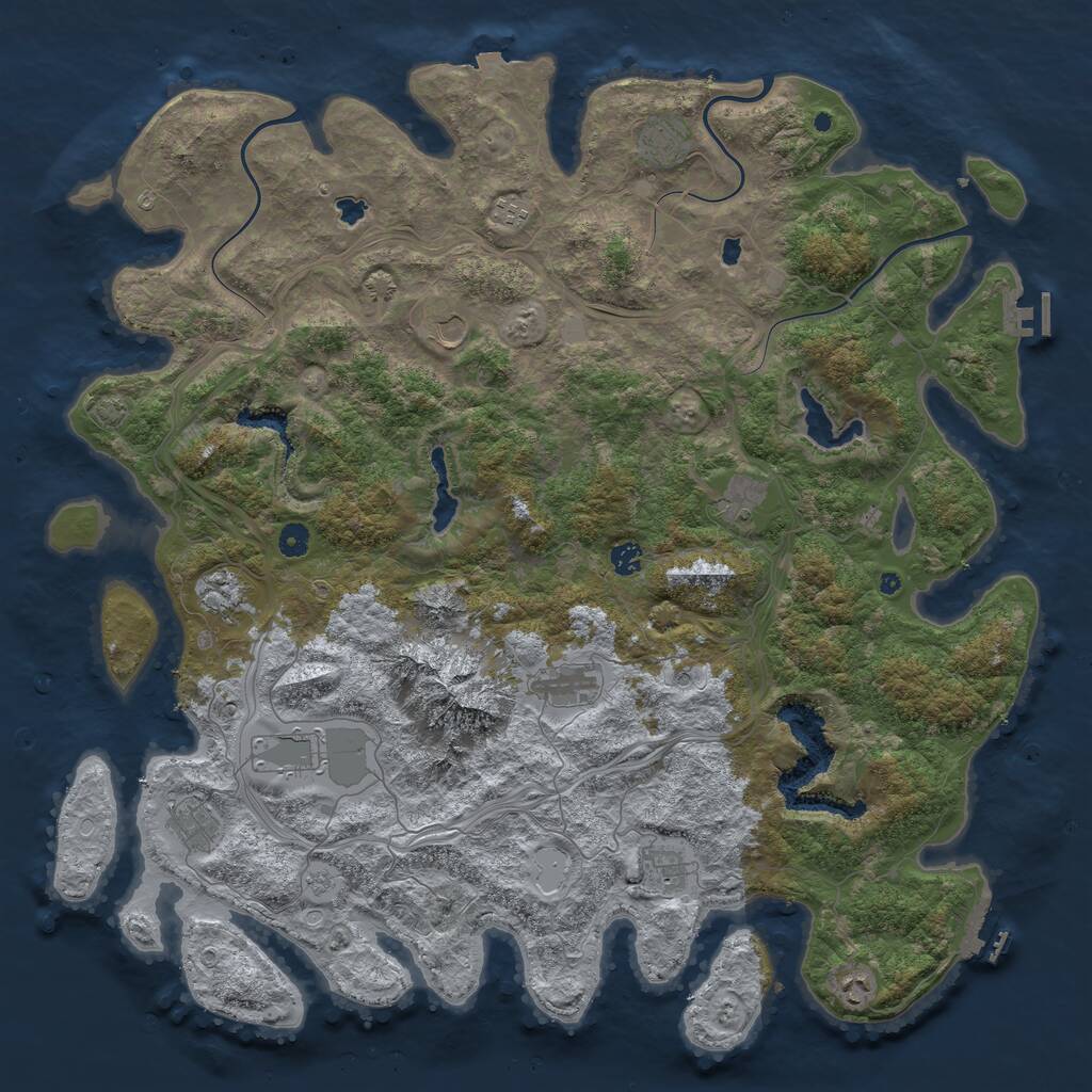 Rust Map: Procedural Map, Size: 5000, Seed: 110829, 17 Monuments