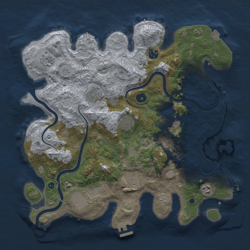 Rust Map: Procedural Map, Size: 3800, Seed: 13665, 15 Monuments